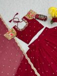 RICH LOOK GEORGETTE EMBROIDERY SEQUENCE WORK LEHENGA CHOLI WITH DUPATTA PARTY WEAR WHOLESALE PRICE ETHNIC GARMENT (2)