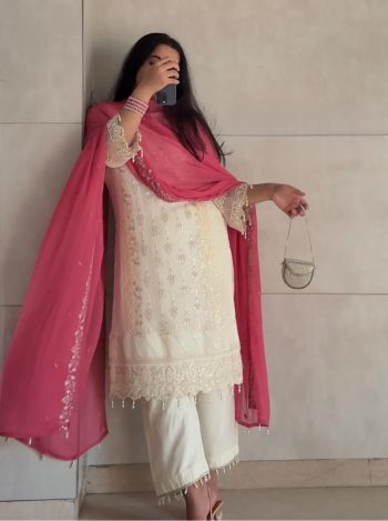 RICH LOOK GEORGETTE EMBROIDERY SEQUENCE WORK TOP PALAZZO WITH DUPATTA RANI