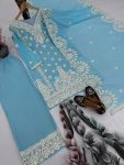 RICH LOOK GEORGETTE EMBROIDERY SEQUENCE WORK WITH REAL MIRROR HAND WORK TOP PALAZZO WITH DUPATTA FESTIVE WEAR WHOLESALE PRICE ETHNIC GARMENT (8)