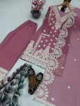 RICH LOOK GEORGETTE EMBROIDERY SEQUENCE WORK WITH REAL MIRROR HAND WORK TOP PALAZZO WITH DUPATTA FESTIVE WEAR WHOLESALE PRICE ETHNIC GARMENT (2)