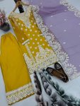 RICH LOOK GEORGETTE EMBROIDERY SEQUENCE WORK WITH REAL MIRROR HAND WORK TOP PALAZZO WITH DUPATTA FESTIVE WEAR WHOLESALE PRICE ETHNIC GARMENT (6)