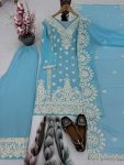 RICH LOOK GEORGETTE EMBROIDERY SEQUENCE WORK WITH REAL MIRROR HAND WORK TOP PALAZZO WITH DUPATTA FESTIVE WEAR WHOLESALE PRICE ETHNIC GARMENT (8)