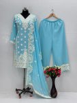 RICH LOOK GEORGETTE EMBROIDERY SEQUENCE WORK WITH REAL MIRROR HAND WORK TOP PALAZZO WITH DUPATTA FESTIVE WEAR WHOLESALE PRICE ETHNIC GARMENT (8)
