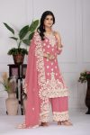 RICH LOOK GEORGETTE EMBROIDERY SEQUENCE WORK WITH REAL MIRROR HAND WORK TOP PALAZZO WITH DUPATTA FESTIVE WEAR WHOLESALE PRICE ETHNIC GARMENT (2)