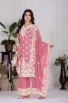 RICH LOOK GEORGETTE EMBROIDERY SEQUENCE WORK WITH REAL MIRROR HAND WORK TOP PALAZZO WITH DUPATTA FESTIVE WEAR WHOLESALE PRICE ETHNIC GARMENT (2)