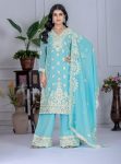 RICH LOOK GEORGETTE EMBROIDERY SEQUENCE WORK WITH REAL MIRROR HAND WORK TOP PALAZZO WITH DUPATTA FESTIVE WEAR WHOLESALE PRICE ETHNIC GARMENT (8)