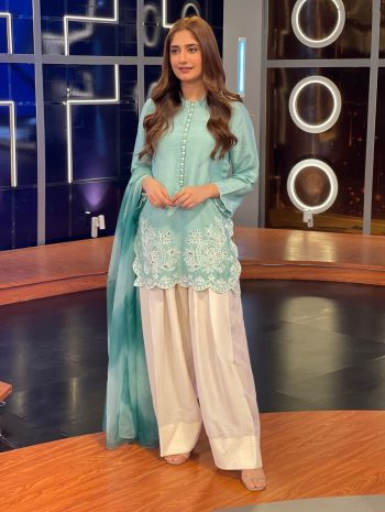 RICH LOOK GEORGETTE EMBROIDERY WORK TOP PATIYALA WITH DUPATTA SKY