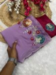 RICH LOOK GEORGETTE HAND WORK PEACH BUTTA AND JAIPURI GOTTPATI WORK SAREE WITH UNSTITCHED BLOUSE PARTY WEAR WHOLESALE PRICE ETHNIC GARMENT (3)