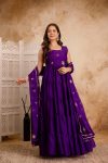 RICH LOOK GEORGETTE LAYER FRILL WORK GOWN WITH EMBROIDERY AND LACE BORDER WORK DUPATTA PARTY WEAR WHOLESALE PRICE ETHNIC GARMENT (3)