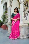 RICH LOOK GEORGETTE PITHA AND GOTA PATTI WORK SAREE WITH UNSTITCHED BLOUSE PARTY WEAR WHOLESALE PRICE ETHNIC GARMENT (4)