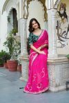 RICH LOOK GEORGETTE PITHA AND GOTA PATTI WORK SAREE WITH UNSTITCHED BLOUSE PARTY WEAR WHOLESALE PRICE ETHNIC GARMENT (4)