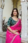RICH LOOK GEORGETTE PITHA AND GOTA PATTI WORK SAREE WITH UNSTITCHED BLOUSE PARTY WEAR WHOLESALE PRICE ETHNIC GARMENT (4)