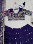 RICH LOOK GEORGETTE THREAD WITH SEQUENCE WORK LEHENGA CHOLI WITH DUPATTA WEDDING WEAR WHOLESALE PRICE ETHNIC GARMENT (5)