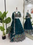 RICH LOOK GEORGETTE THREAD WITH SEQUENCE WORK LEHENGA CHOLI WITH DUPATTA WEDDING WEAR WHOLESALE PRICE ETHNIC GARMENT (4)