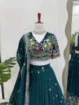 RICH LOOK GEORGETTE THREAD WITH SEQUENCE WORK LEHENGA CHOLI WITH DUPATTA WEDDING WEAR WHOLESALE PRICE ETHNIC GARMENT (4)