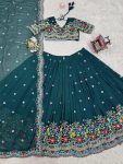 RICH LOOK GEORGETTE THREAD WITH SEQUENCE WORK LEHENGA CHOLI WITH DUPATTA WEDDING WEAR WHOLESALE PRICE ETHNIC GARMENT (4)