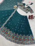 RICH LOOK GEORGETTE THREAD WITH SEQUENCE WORK LEHENGA CHOLI WITH DUPATTA WEDDING WEAR WHOLESALE PRICE ETHNIC GARMENT (4)