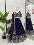 RICH LOOK GEORGETTE THREAD WITH SEQUENCE WORK LEHENGA CHOLI WITH DUPATTA WEDDING WEAR WHOLESALE PRICE ETHNIC GARMENT (5)