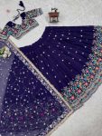 RICH LOOK GEORGETTE THREAD WITH SEQUENCE WORK LEHENGA CHOLI WITH DUPATTA WEDDING WEAR WHOLESALE PRICE ETHNIC GARMENT (5)