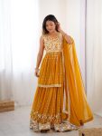 RICH LOOK GEORGETTE THREAD WITH SEQUENCE WORK TOP LEHENGA WITH DUPATTA PARTY WEAR WHOLESALE PRICE ETHNIC GARMENT (13)
