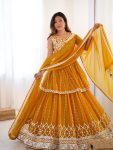 RICH LOOK GEORGETTE THREAD WITH SEQUENCE WORK TOP LEHENGA WITH DUPATTA PARTY WEAR WHOLESALE PRICE ETHNIC GARMENT (13)