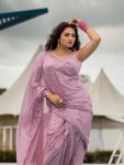 RICH LOOK GEORGETTE WITH SEQUENCE WORK SAREE WITH UNSTITCHED BLOUSE PARTY WEAR WHOLESALE PRICE ETHNIC GARMENT (3)