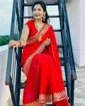 RICH LOOK GERGETTE EMBROIDERY WORK SAREE WITH UNSTITCHED BLOUSE WEDDING WEAR WHOLESALE PRICE ETHNICGARMENT (7)