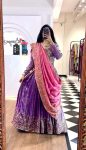 RICH LOOK GOLD CRUSH EMBROIDERY THREAD AND SEQUENCE WORK LEHENGA CHOLI WITH DUPATTA PARTY WEAR WHOLESALE PRICE ETHNIC GARMENT (4)