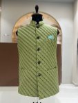 RICH LOOK JACQUARD WITH WEAVING WORK MEN'S KOTI PARROT GREEN