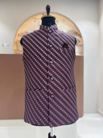 RICH LOOK JACQUARD WITH WEAVING WORK MEN'S KOTI PURPLE