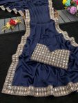 RICH LOOK JAPAN SATIN REAL MIRROR AND EMBROIDERY BORDER WORK SAREE WITH UNSTITCHED BLOUSE PARTY WEAR WHOLESALE PRICE ETHNIC GARMENT (10)