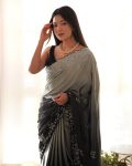 RICH LOOK JAPAN SATIN SEQUENCE AND MULTI THREAD WITH ZARI DORI WORK SAREE WITH UNSTITCHED BLOUSE PARTY WEAR WHOLESALE PRICE ETHNIC GARMENT (5)