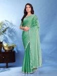 RICH LOOK JIMMY CHOO READY MADE LACE WITH HOT FIX IN BORDER CUT WORK SAREE WITH UN STITCHED BLOUSE FESTIVE WEAR WHOLESALE PRICE ETHNIC GARMENT (4)