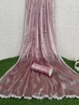 RICH LOOK JIMMY CHOO READY MADE LACE WITH HOT FIX IN BORDER CUT WORK  SAREE WITH UN STITCHED BLOUSE PINK