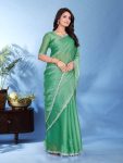 RICH LOOK JIMMY CHOO READY MADE LACE WITH HOT FIX IN BORDER CUT WORK SAREE WITH UN STITCHED BLOUSE FESTIVE WEAR WHOLESALE PRICE ETHNIC GARMENT (4)