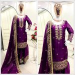 RICH LOOK JIMMY-CHOO SILK EMBROIDERY SEQUENCE WORK TOP SHARARA WITH DUPATTA FESTIVAL WEAR WHOLESALE PRICE ETHNIC GARMENT (8)