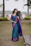 RICH LOOK LICHI SILK JACQUARD WORK SAREE WITH UNSTITCHED BLOUSE FESTIVE WEAR WHOLESALE PRICE ETHNIC GARMENT (2)