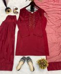 RICH LOOK NATURAL CREEP SILK BEADS HAND WORK WITH SEQUENCE MULTI NEEDLE EMBROIDERY WORK TOP PATIYALA WITH DUPATTA FESTIVE WAR WHOLESALE PRICE ETHNIC GARMENT (4)