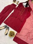 RICH LOOK NATURAL CREEP SILK BEADS HAND WORK WITH SEQUENCE MULTI NEEDLE EMBROIDERY WORK TOP PATIYALA WITH DUPATTA FESTIVE WAR WHOLESALE PRICE ETHNIC GARMENT (4)