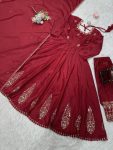 RICH LOOK NATURAL CREEP THREAD AND SEQUENCE WORK GOWN BOTTOM WITH DUPATTA FESTIVE WEAR WHOLESALE PRICE ETHNIC GARMENT (2)