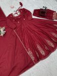 RICH LOOK NATURAL CREEP THREAD AND SEQUENCE WORK GOWN BOTTOM WITH DUPATTA FESTIVE WEAR WHOLESALE PRICE ETHNIC GARMENT (2)