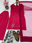 RICH LOOK NATURAL CREPE EMBROIDERY SEQUENCE WORK TOP PATIYALA WITH DUPATTA RANI