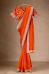 RICH LOOK ORGANZA SILK THREAD AND SEQUENCE WORK WITH LCD DIAMOND WORK SAREE WITH UNSTITCHED BLOUSE PARTY WEAR WHOLESALE PRICE ETHNIC GARMENT (4)