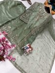 RICH LOOK ORGANZA SILK ZARI AND SEQUENCE EMBROIDERY WORK TOP PALAZZO WITH DUPATTA FESTIVE WEAR WHOLESALE PRICE ETHNIC GARMENT (5)