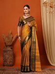 RICH LOOK PURE AURA COTTON SILK WEAVING WORK SAREE WITH UNSTITCHED BLOUSE WEDDING WEAR WHOLESALE PRICE ETHNIC GARMENT (8)