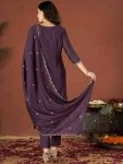 RICH LOOK PURE VICHITRA SILK SEQUENCE CODING EMBROIDERY WORK TOP BOTTOM WITH DUPATTA DAILY WEAR WHOLESALE PRICE ETHNIC GARMENT (5)