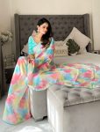 RICH LOOK RANGOLI SILK PRISM PRINTS WITH EMBROIDERY SEQUENCE WITH CUT BORDER WORK SAREE WITH STITCHED BLOUSE PARTY WEAR WHOLESALE PRICE ETHNIC GARMENT (11)