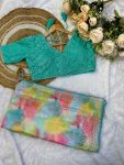 RICH LOOK RANGOLI SILK PRISM PRINTS WITH EMBROIDERY SEQUENCE WITH CUT BORDER WORK SAREE WITH STITCHED BLOUSE PARTY WEAR WHOLESALE PRICE ETHNIC GARMENT (11)
