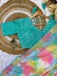 RICH LOOK RANGOLI SILK PRISM PRINTS WITH EMBROIDERY SEQUENCE WITH CUT BORDER WORK SAREE WITH STITCHED BLOUSE PARTY WEAR WHOLESALE PRICE ETHNIC GARMENT (11)