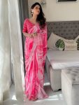 RICH LOOK RANGOLI SILK PRISM PRINTS WITH EMBROIDERY SEQUENCE WITH CUT BORDER WORK SAREE WITH STITCHED BLOUSE PARTY WEAR WHOLESALE PRICE ETHNIC GARMENT (3)